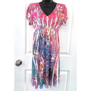 R. Rouge boutique Pink & Purple Short Sleeve summer dress Rhinestones